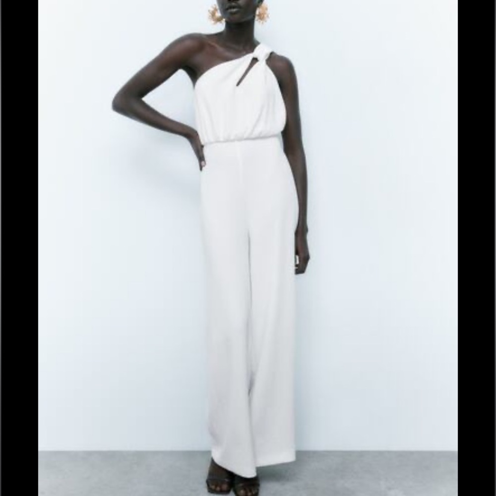 Zara Asymmetric Wide Leg One Shoulder Jumpsuit